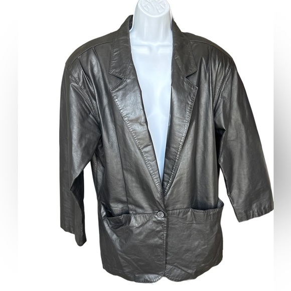 “Leathers by Tibor”‎ Vintage Genuine Leather Black Jacket Size 12 - Picture 1 of 10